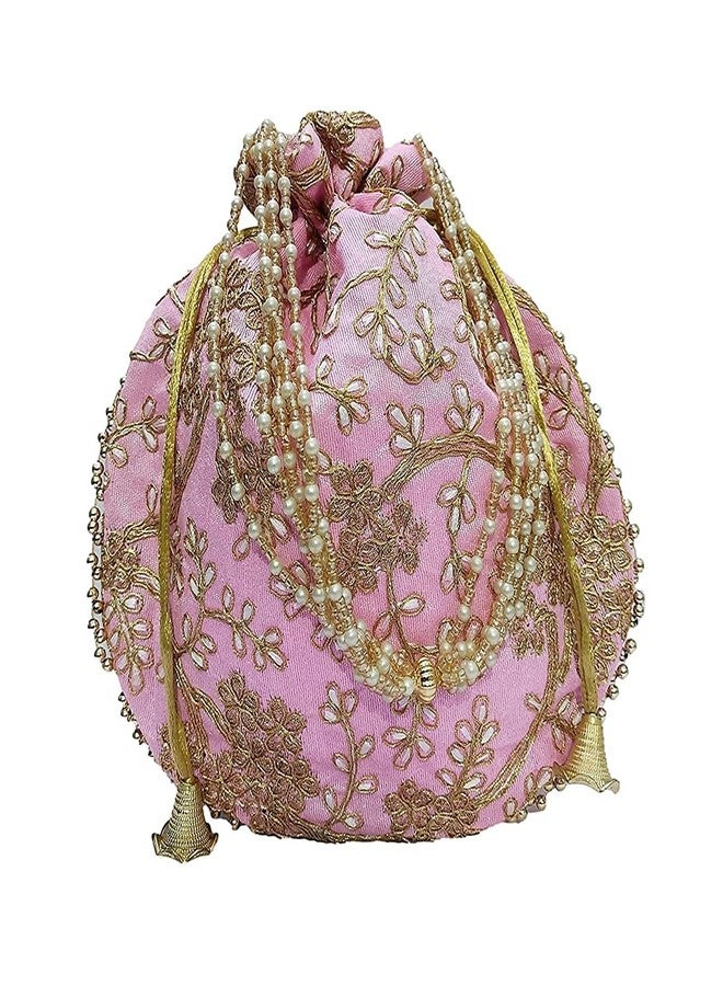 ATHZ Potli bag Baby Pink and Black Matka Designer Potli handbags for Women and Girls wedding party - Image 5